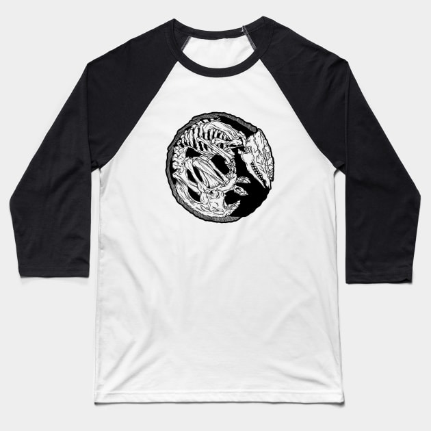 Armadillo Fossil x Inktober 22 - Black Design Baseball T-Shirt by P7 illustrations 